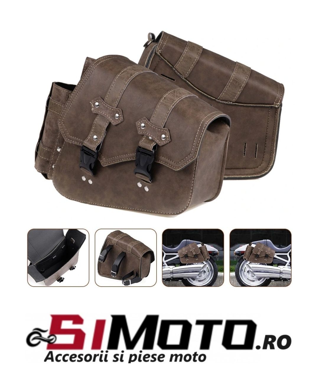 Geanta laterala side case coburi moto cu suport de sticla