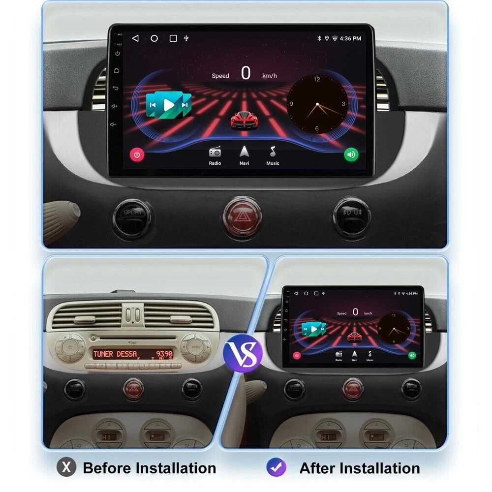 Мултимедия за Fiat 500 навигация Android двоен дин плеър FIAT 500C GPS