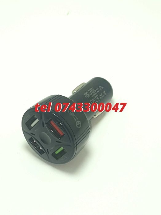 Incarcator Universal Masina Auto 4 Porturi Bricheta Usb Qc Fastcharge