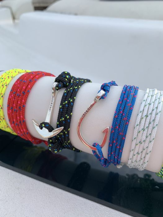 Мъжка гривна със сребърна котва и яхтено въже