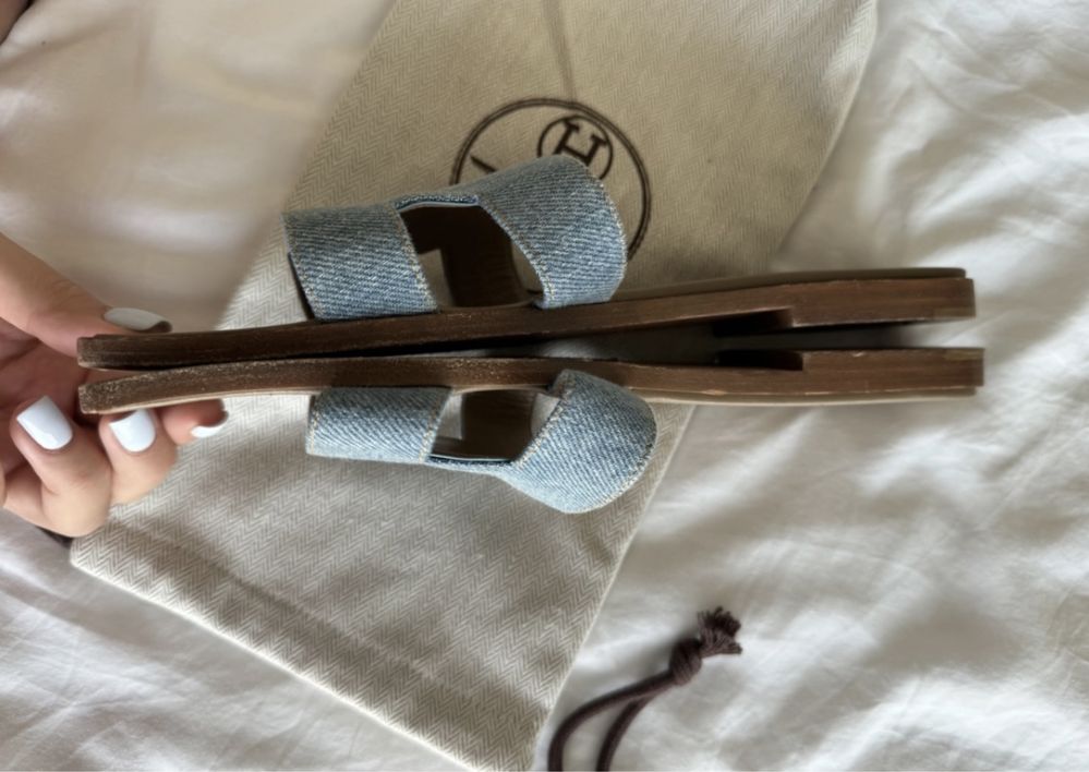 Hermes oran denim сандали