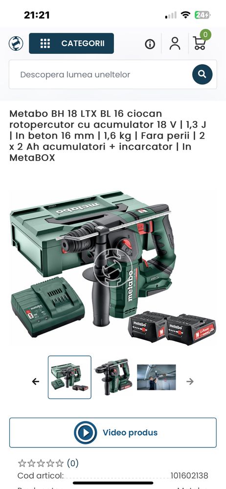 Rotopercutor Metabo BH-18 LTX-BL 16-Nou