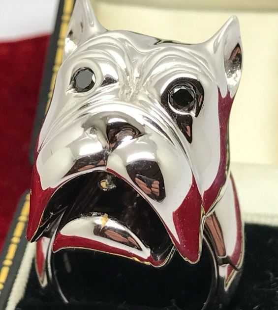 Zegg&Cerlati Monte Carlo дизайнерски булдог пръстен с черни диаманти