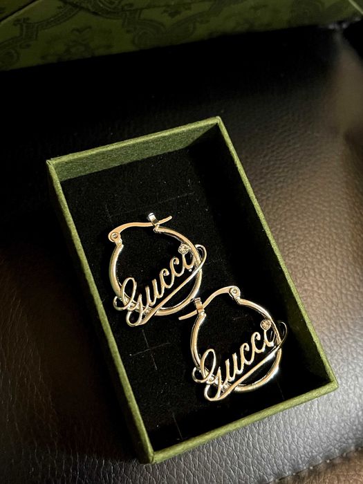 gucci обеци кръгли с чантичка и кутия гучи златни сребърни стомана