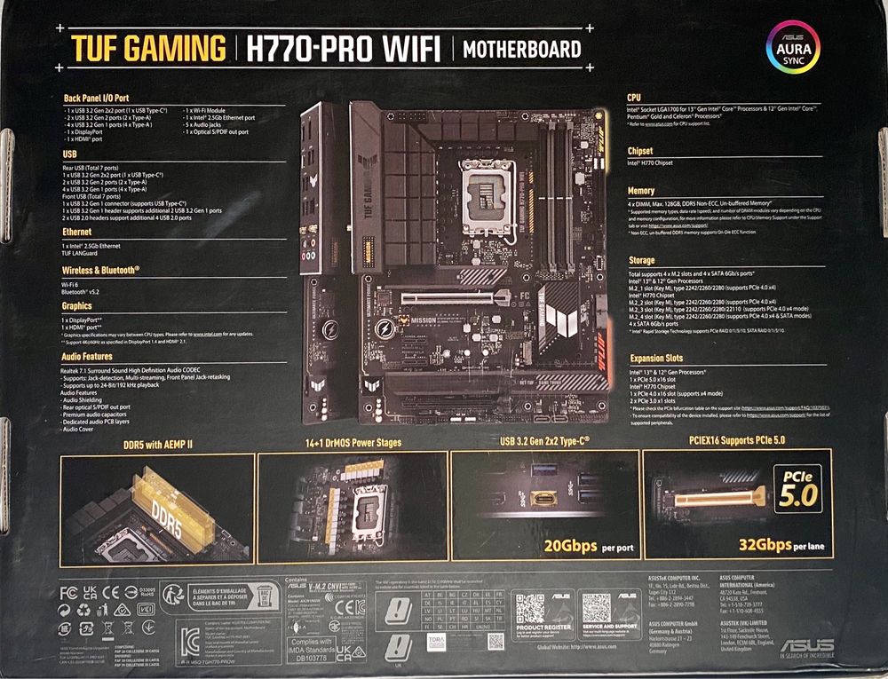 Placa de baza Asus Tuf Gaming H770 PRO WIFI sigilata