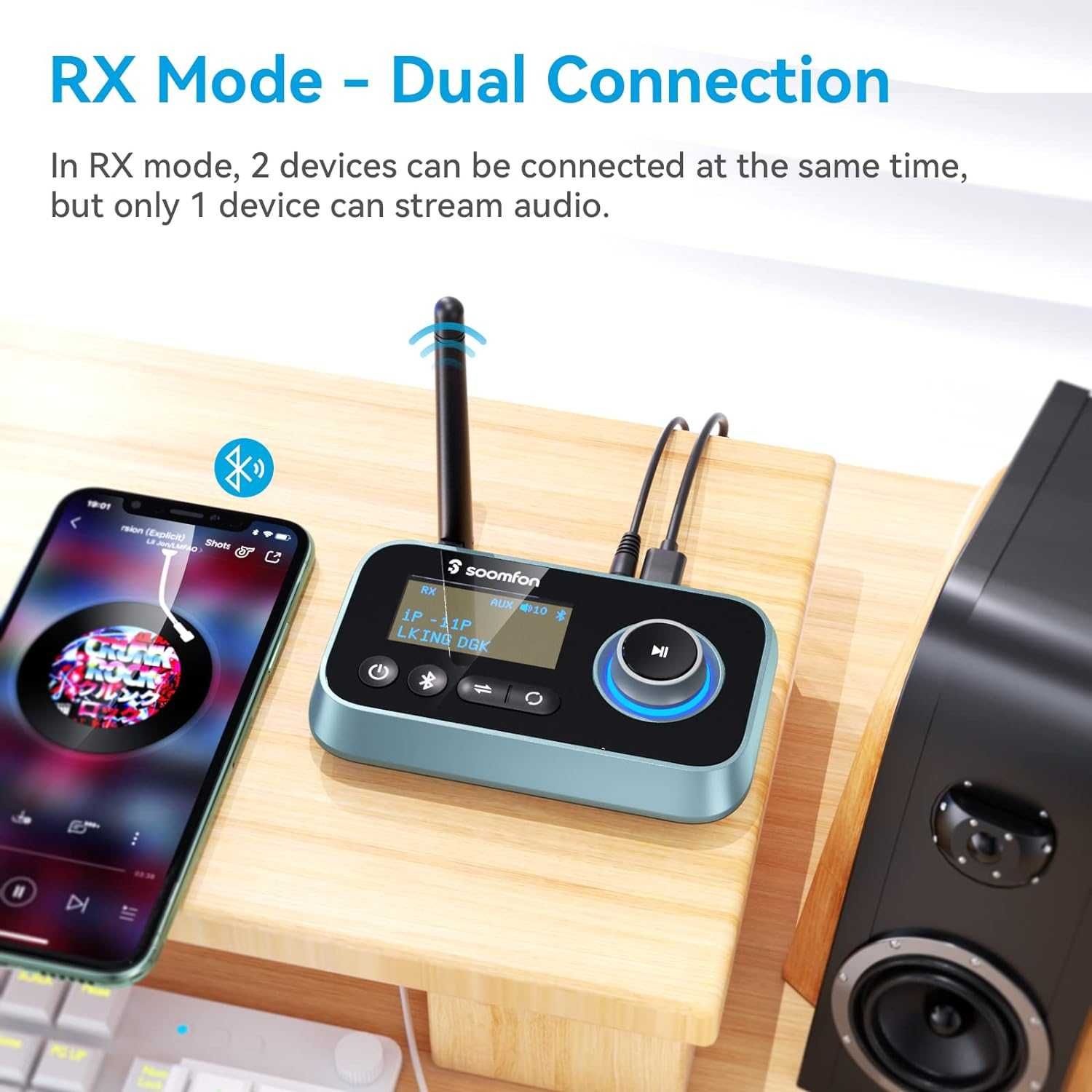 Bluetooth предавател и приемник TV -SOOMFON Bluetooth 5.0q трасмитер