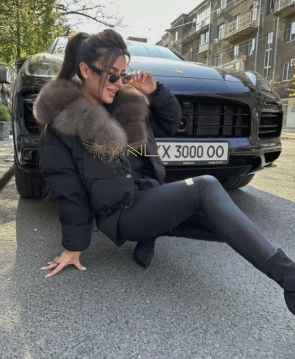 Дамско яке естествен косъм NL Grey