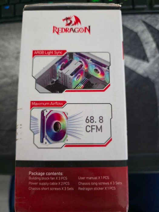 Coolere Redragon GC-F012W-R – set 3x 120mm ARGB Reversed, White