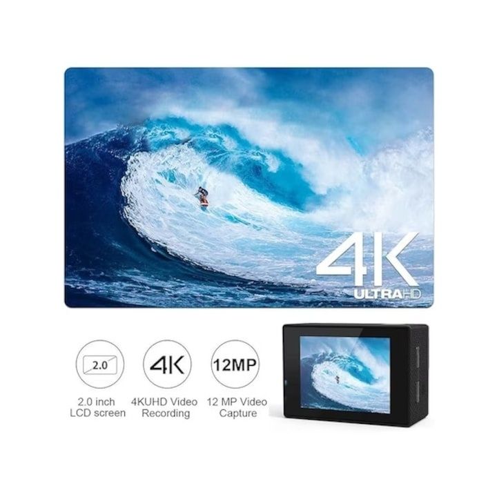 Camera video sport WIFI 4K Ultra HD 16MP cu telecomanda tip bratara 4K