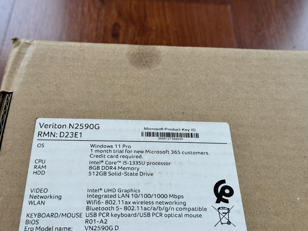 Чисто Нов Acer Veriton Essential N2590G/i5-1335U/8GB DDR4/512GB SSD