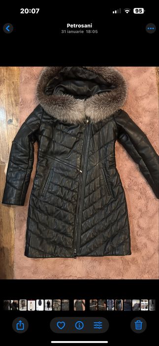 Geaca de piele cu blana