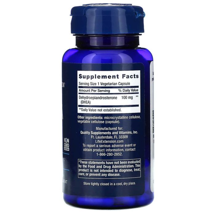 Life Extension, DHEA 100 мг, 60 вег. капсул, ДГЭА 100, ДХЕА-100