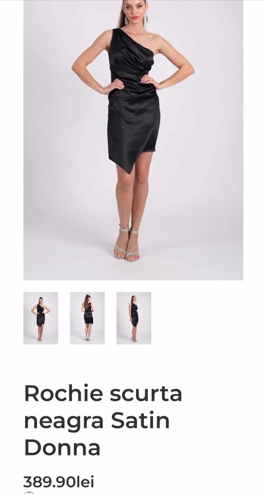 Rochie scurta neagra satin