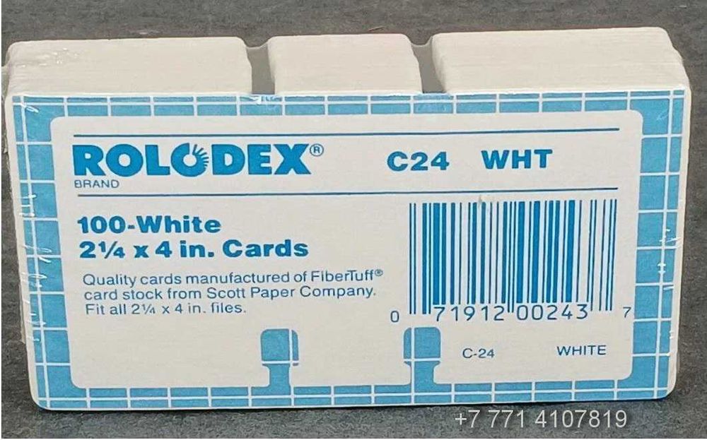 Карточки 5,5 x 10,2см. Запасной блок из 100карт для картотеки Rolodex