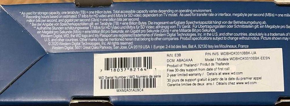 WD My Passport 1TB AV-TV HDD Extern Inregistrare TV NOU SIGILAT