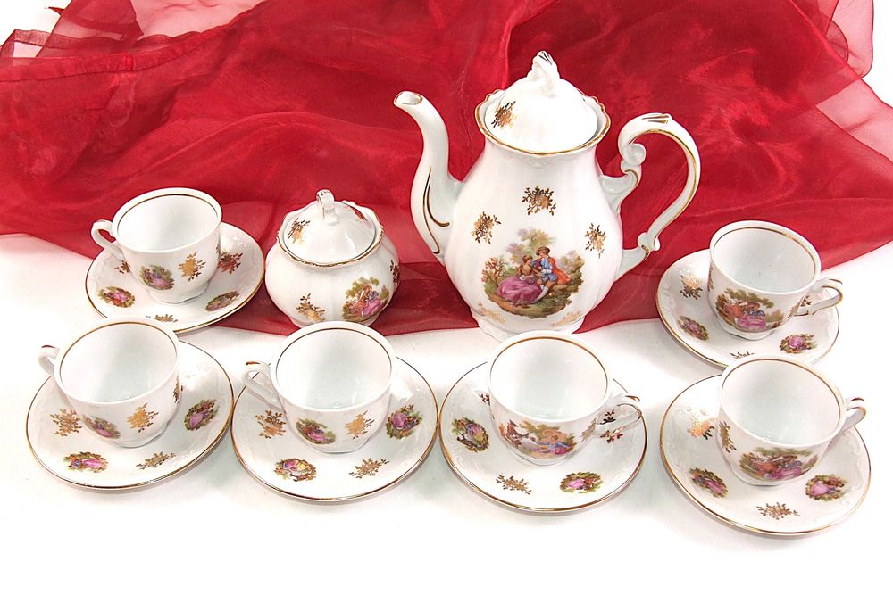 Serviciu portelan Baroque Creidlitz Bavaria, ceai-cafea, 14 piese NOU