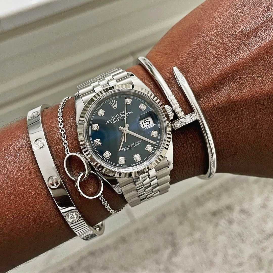 Часовници Rolex Datejust 36mm сребристо-синьо