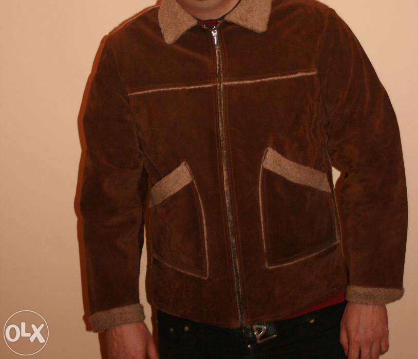 Cojoc barbati de piele naturala maro XL / 44-46- haina blana