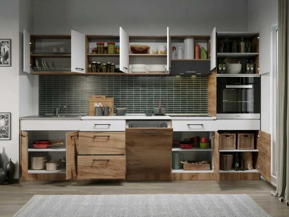 Set Mobila Bucatarie Gastro 320 Alb/Stejar – C44