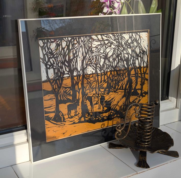 Set tablou print artistic plus suport luminare