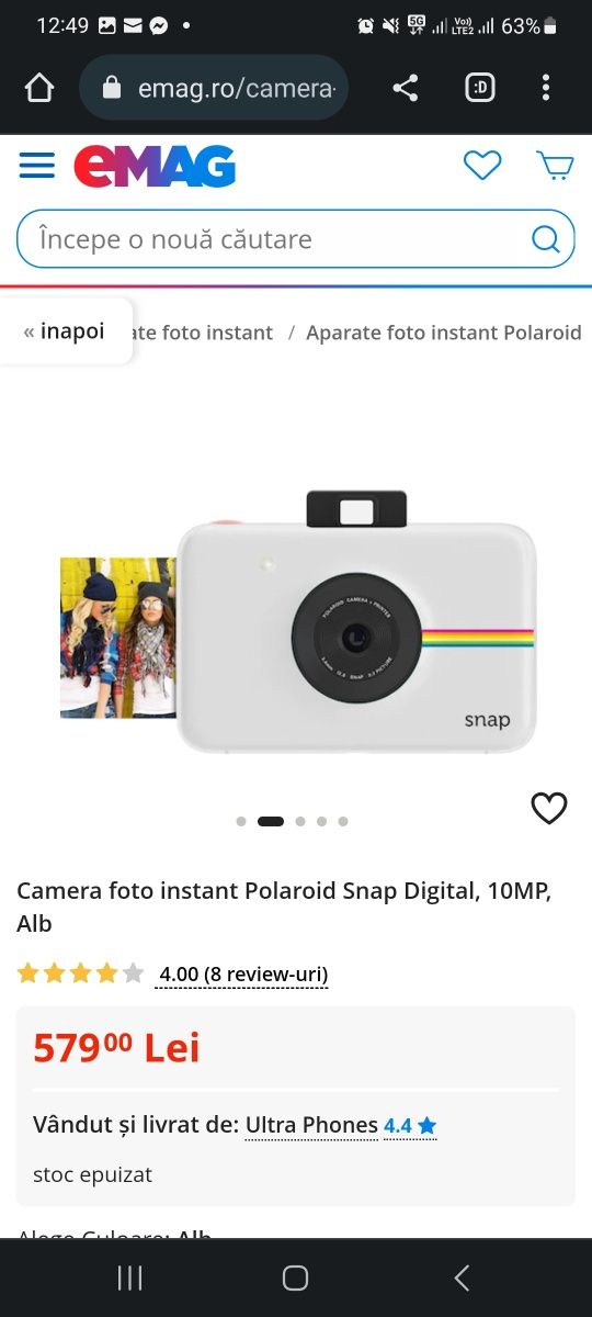 Camera foto Instant Kodak Step, 10MP, Alb (produs sigilat)