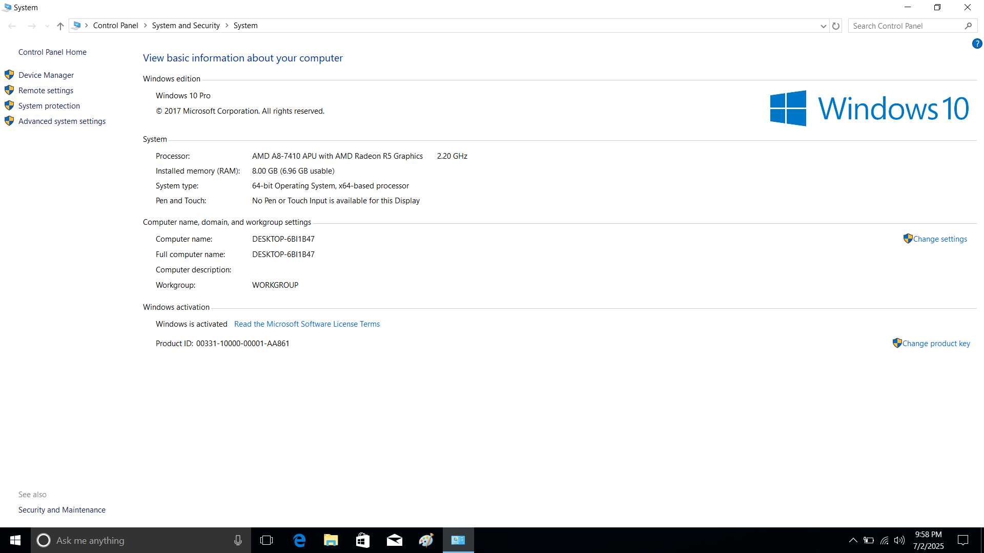 Laptop Acer Amd A8-7410 8gb ddr3 display 15,6inch