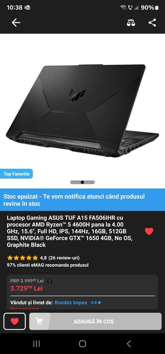 Laptop gaming asus TUF A15