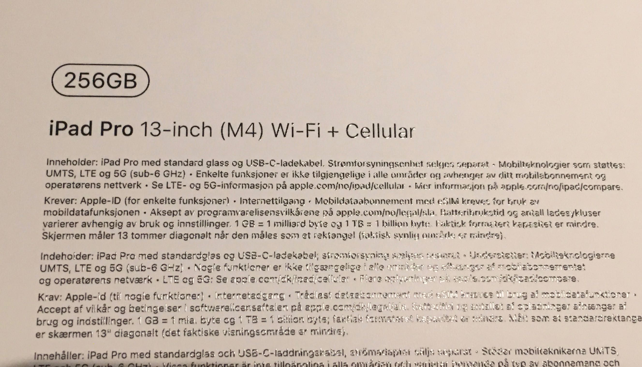 iPad Pro 13” M4 2025 256Gb WiFi+Cellular НОВ! НЕ РАЗОПАКОВАН!