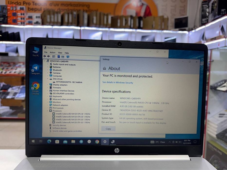 HP office noutbuk seleron N4120U ddr4 4/256 SSD holati ideal