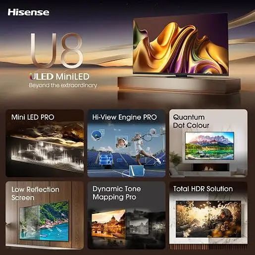 Нов MINI LED телевизор Hisense 65" (165.1 см) 65U8NQ, Smart TV, 4K