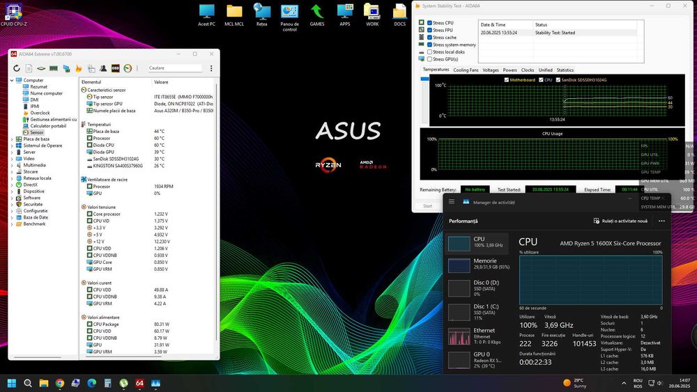 Kit AM4 - Asus Prime A320M-K + AMD Ryzen 5 1600x + RX 570 Nitro+ 8 GB