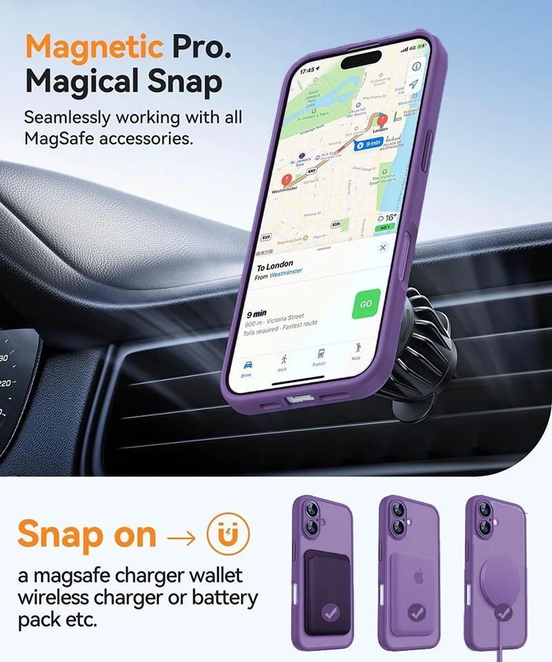iPhone 16,16pro,16Max,16+ MagSafe case с протектор за камерите 5цвята