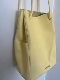 Чанта от естествена кожа Gino Rossi Жълта