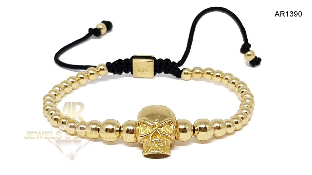 Bratara Aur 14 K model Unisex Skull Collection ARJEWELS(AR1390)