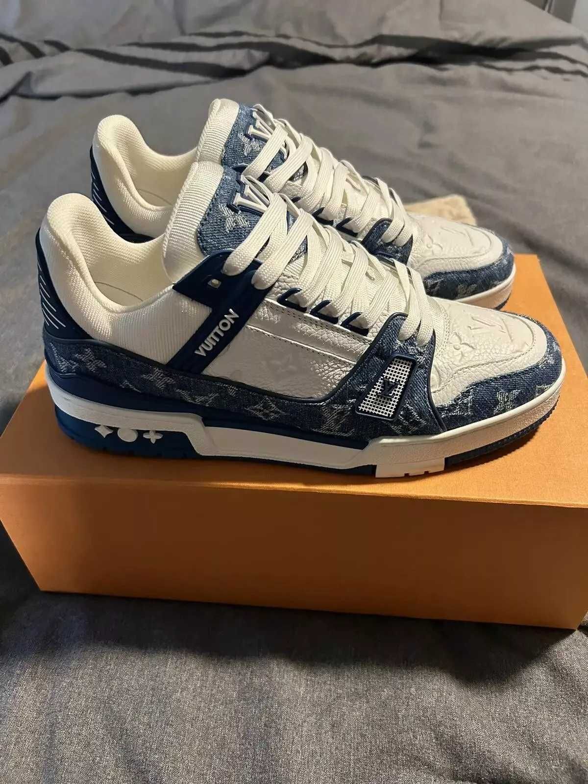 Adidasi Louis Vuitton Trainers White BLue Denim