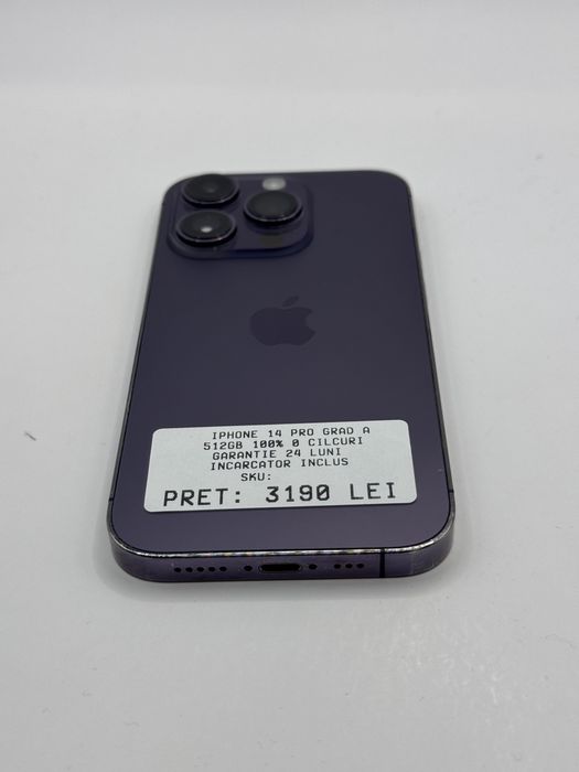 Iphone 14 Pro 512GB 100% Grad A Garantie 24 luni - zonemag.ro
