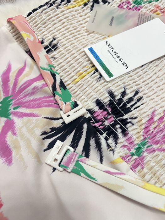 Costum de baie intreg Scotch & Soda Amsterdam alb roz de brand