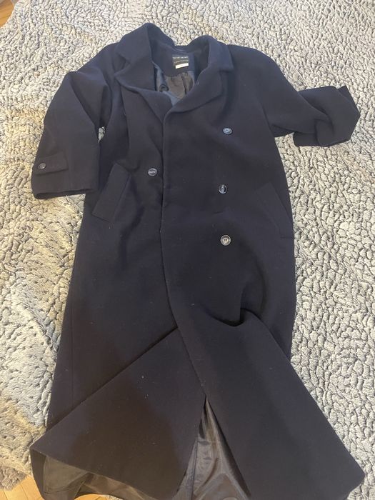 Palton lung de lana,bleumarin,L,nou
