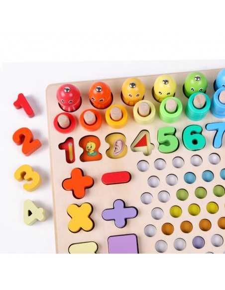 Joc Montessori 5 in 1 Logarithmic Plate Beads, din lemn