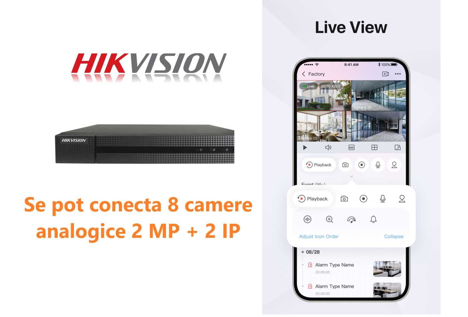 DVR Hikvision Hiwatch 8 canale 2MP HW-HWD-5108MH(S)