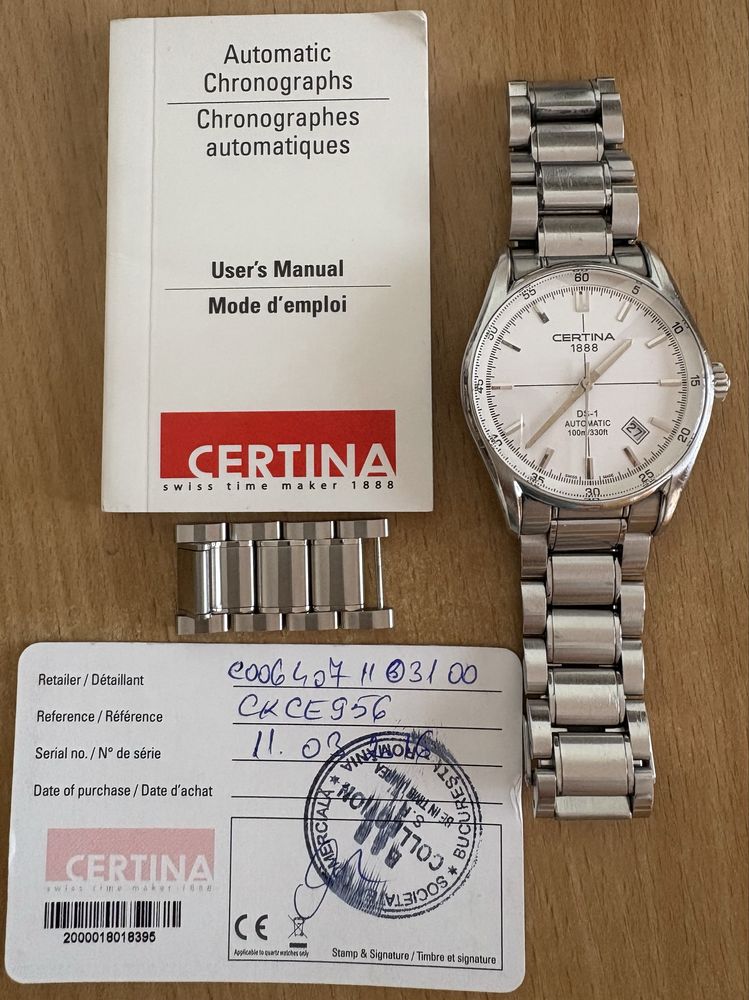Vand ceas Certina DS-1 automatic, 100m/330ft 10 Atm, Swiss Made