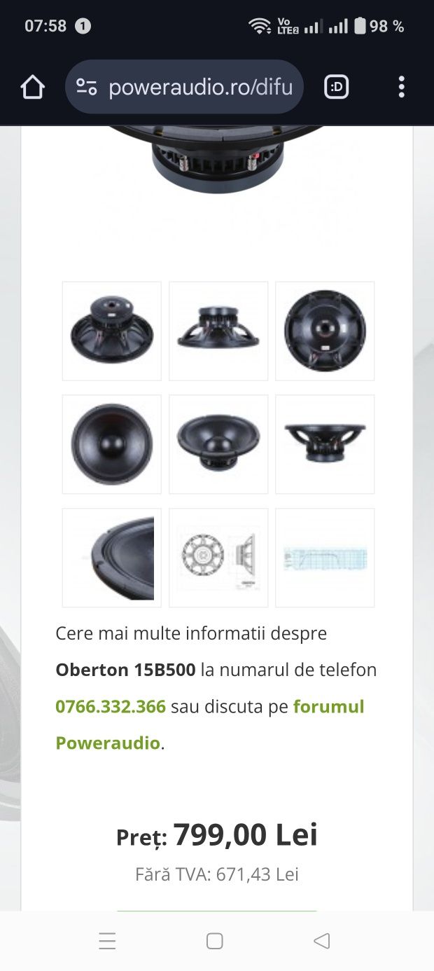 difuzor bass woofer fullrange 15 inch oberton