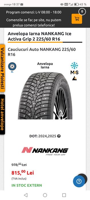 Jante Aluminiu 5x112 R16 Audi A4 A6+Anvelope Iarnă Noi 225 60 R16 2024