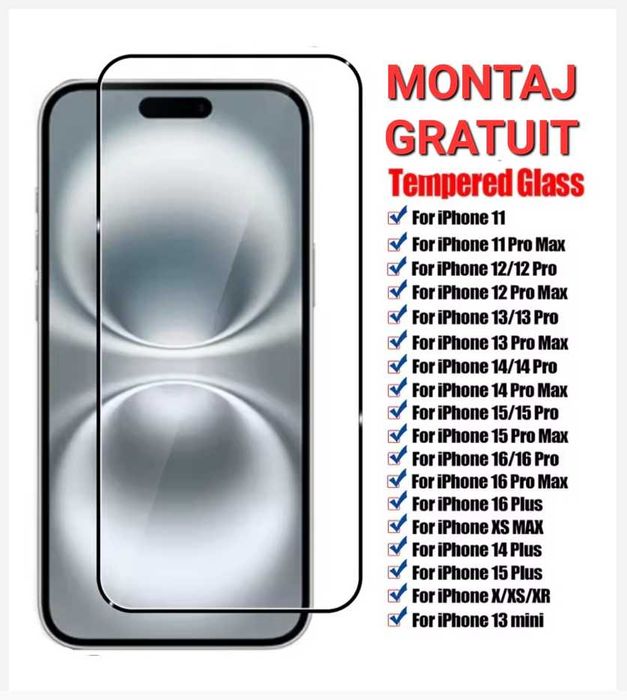 Folie Sticla iPhone 16 15 14 13 12 11 Pro Max . XR . XS . X