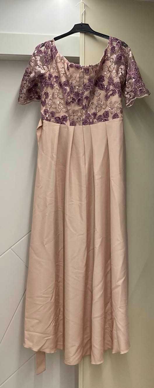Rochie din satin roz pudra asimetrica in clos  - StarShinerS