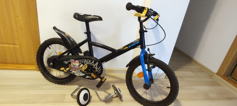 Bicleta copii Decathlon roti 16, 3-6 ani roti ajutătoare st. excelenta
