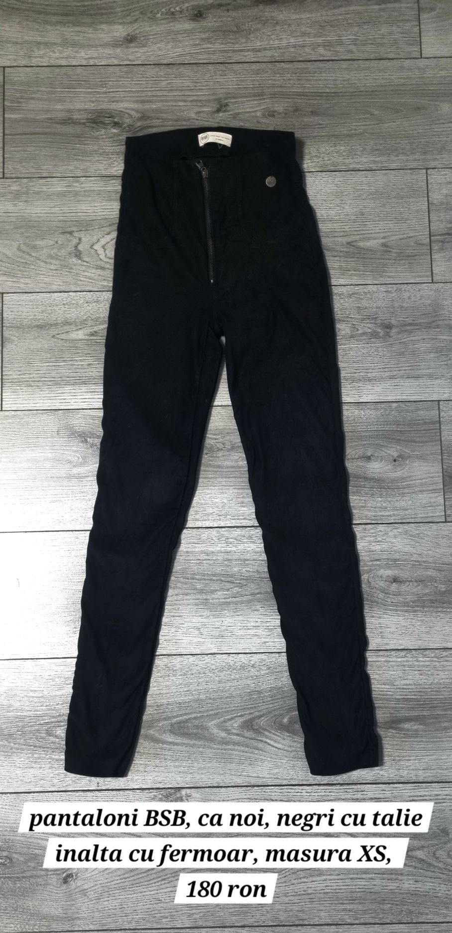 Pantaloni BSB, negri cu talie inalta, XS