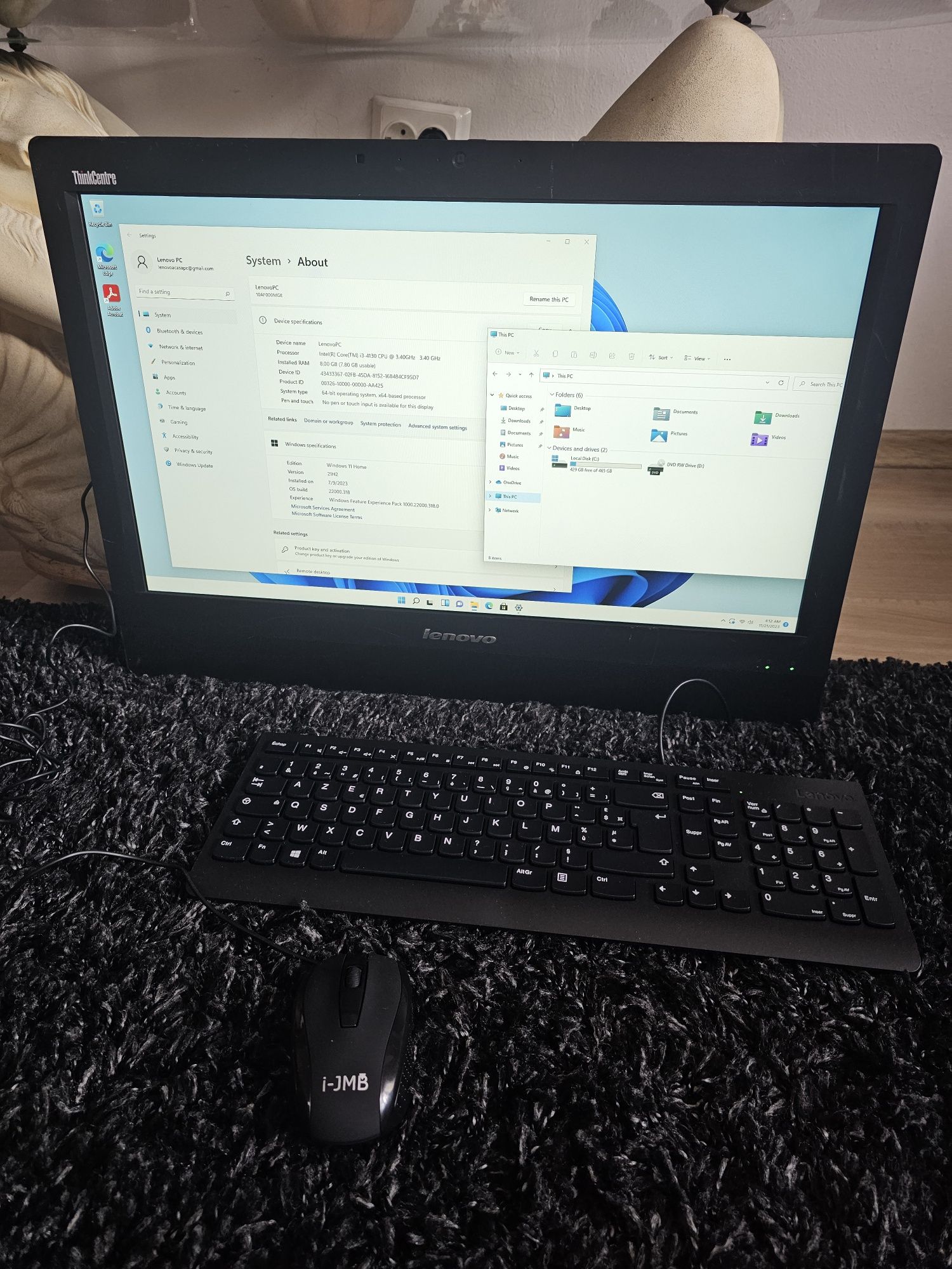 PC laptop Lenovo m93z all in one 8gb ram i3 500gb 23inch