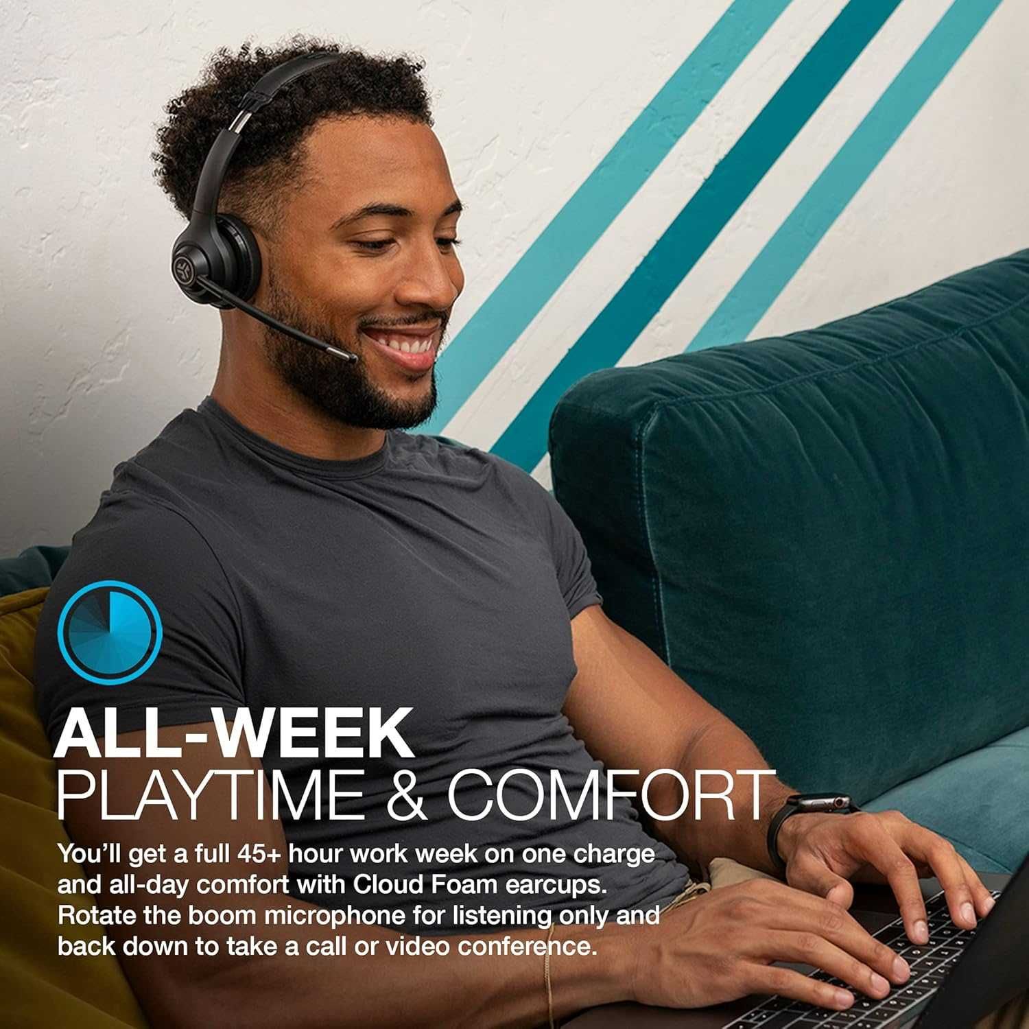 Безжични слушалки с микрофон JLab GO Work 2nd Gen Bluetooth USB-C!Нови
