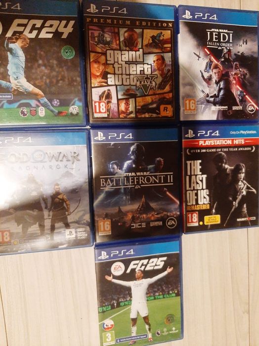 Vând Ps4/Schimb cu Ps5  Slim 1TB 8 jocuri și 2 manete fifa 26 și cășt
